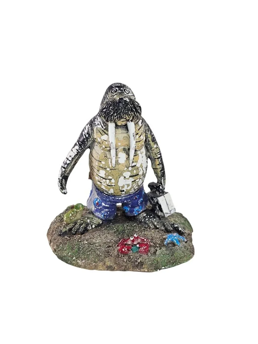 Vintage Harome 2000 Walrus Figurine Beach Details Boombox Crab Starfish FLAW